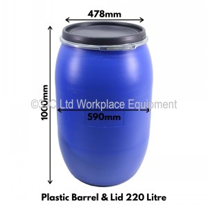 Open Top Plastic Barrel & Lid Size 5 (220 Litre)